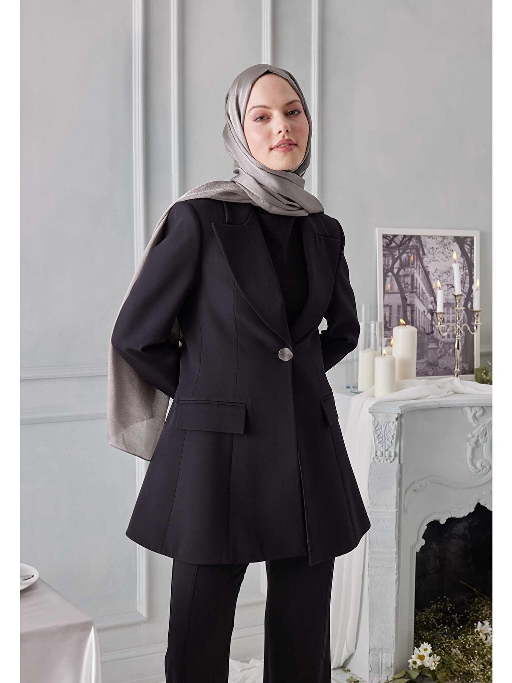 Gri Janjanlı Şal Füme-1