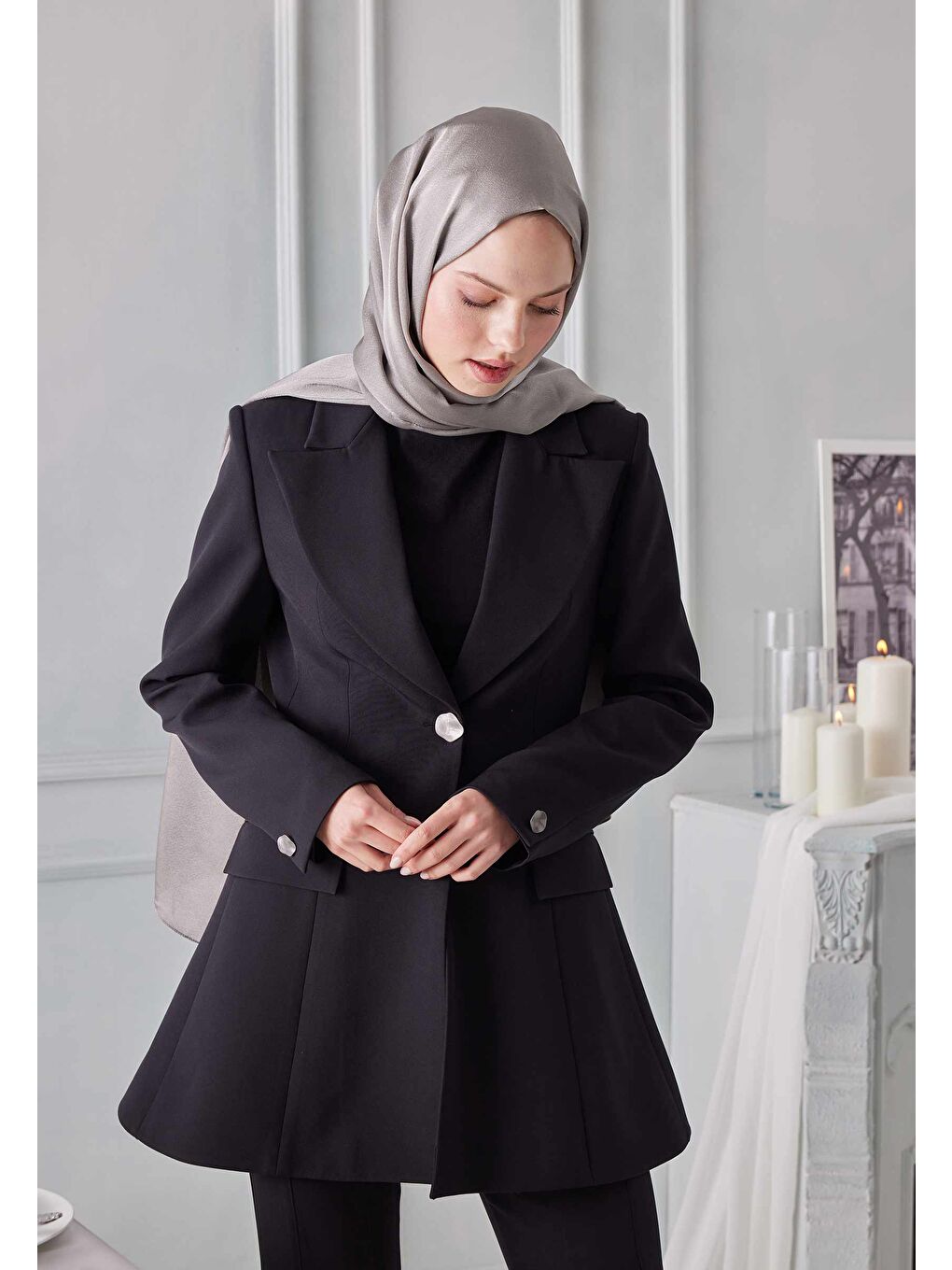 Gri Janjanlı Şal Füme-2