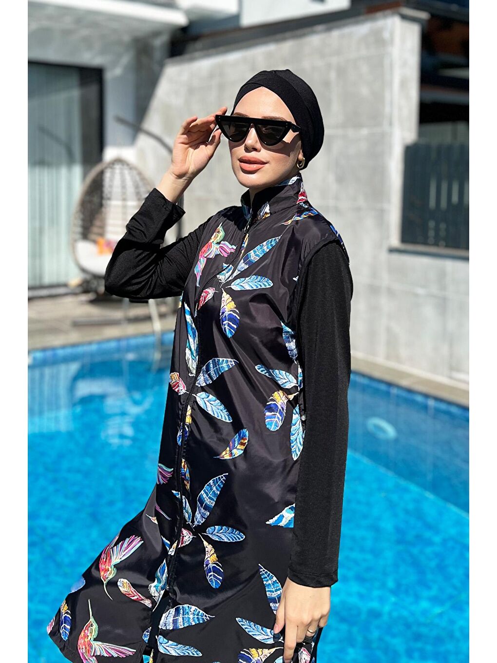 Siyah Tam Kapalı Mayo  Mayo R4405 Yonca-3