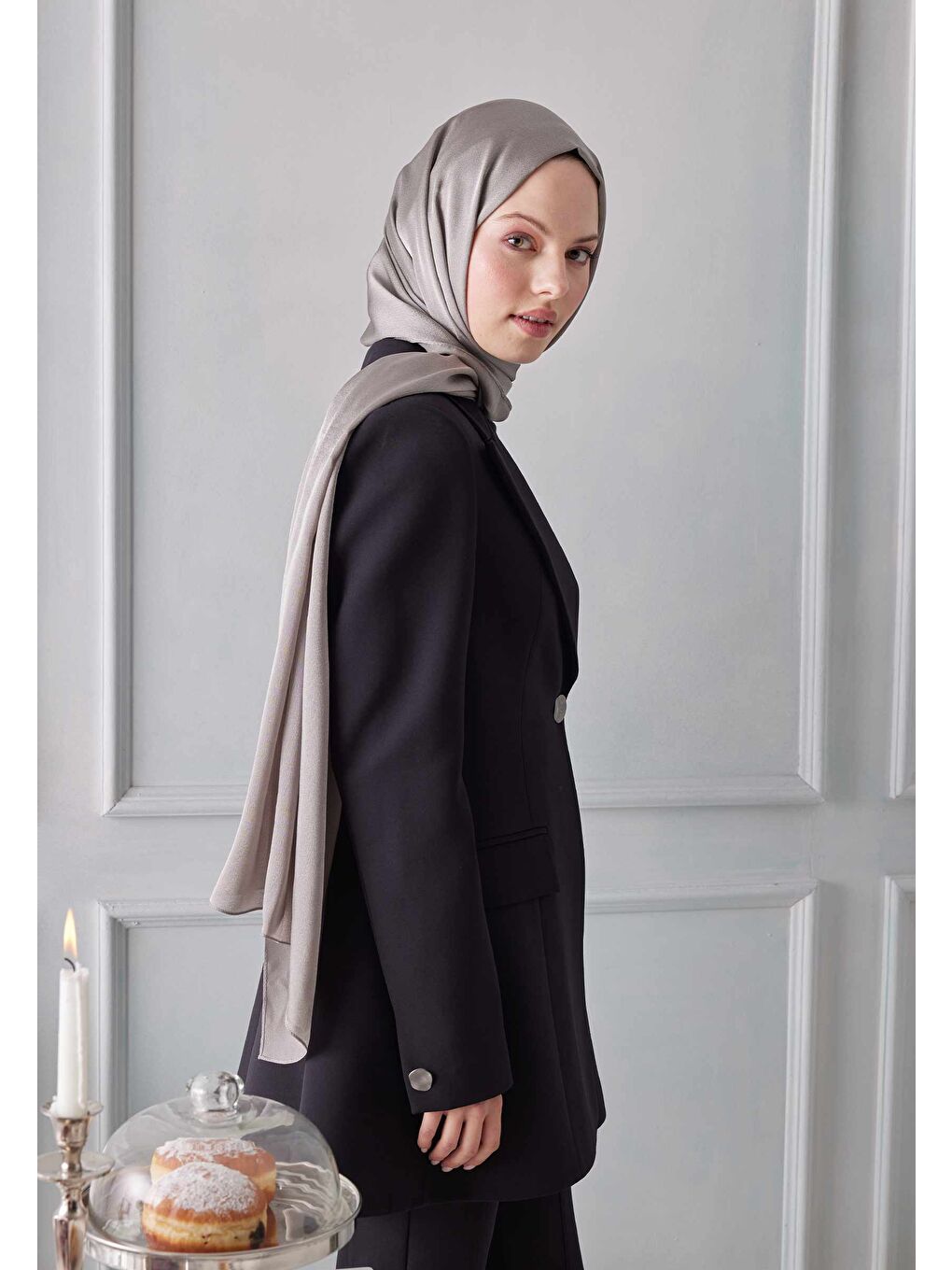 Gri Janjanlı Şal Füme-3