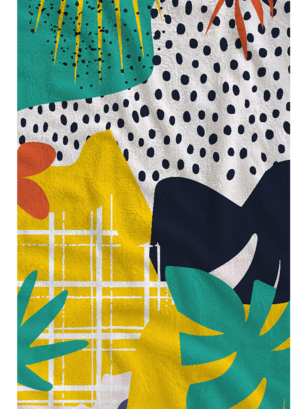 Sarı Yeşil Siyah Pop Art Hayvan Ve Tropikal Yaprak 70x150 Cm Dijital Baskılı Plaj Ve Banyo Havlusu-1