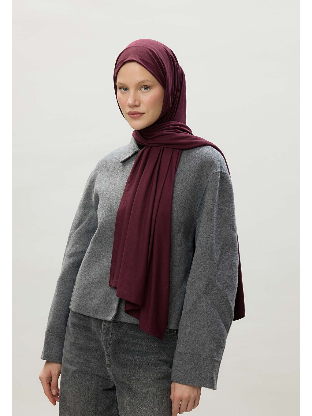 Penye Şal Koyu Bordo-4