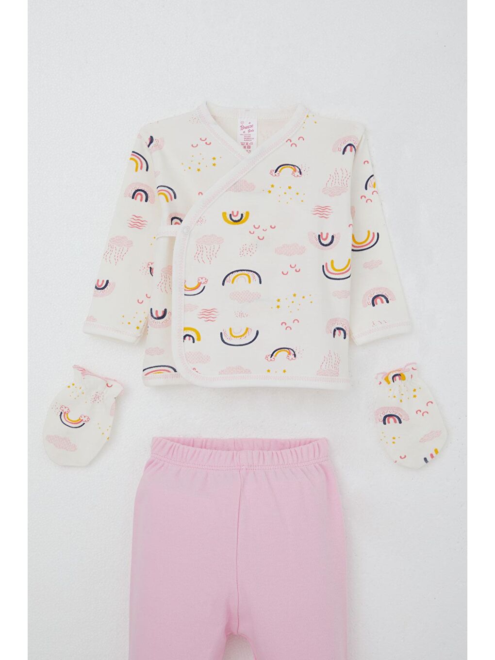 Kız Bebek Hastane Çıkışı 5 Li Gökyüzü Temalı Bulut Desenli Ekru (0-3 Ay)-2