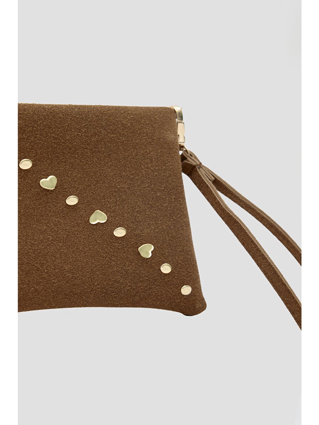 Kahverengi Geez Troklu Clutch Çanta Taba-2