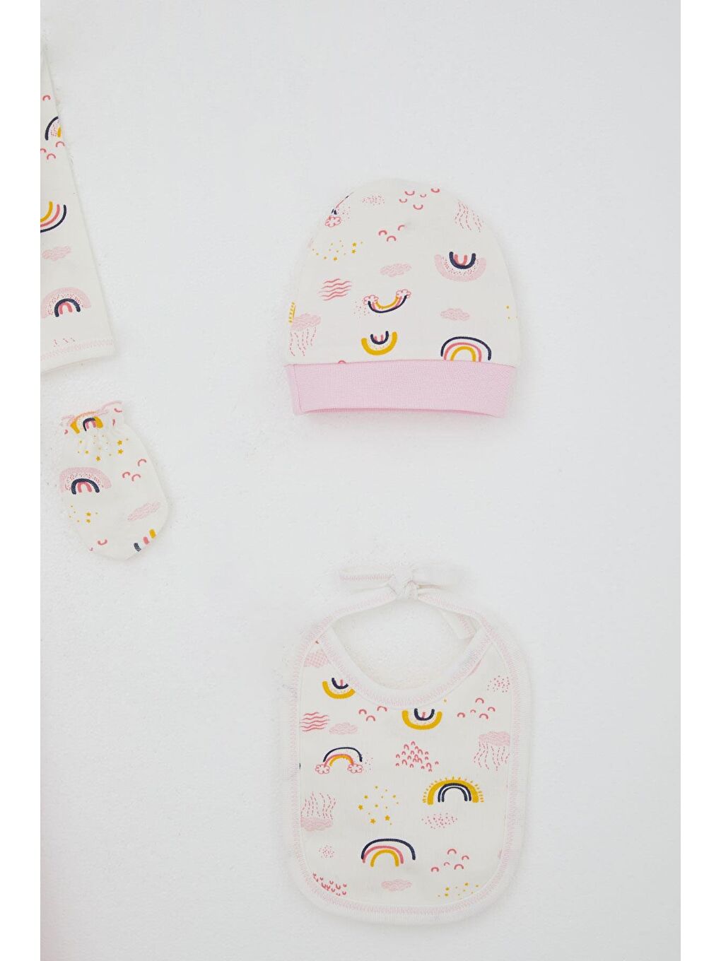 Kız Bebek Hastane Çıkışı 5 Li Gökyüzü Temalı Bulut Desenli Ekru (0-3 Ay)-4