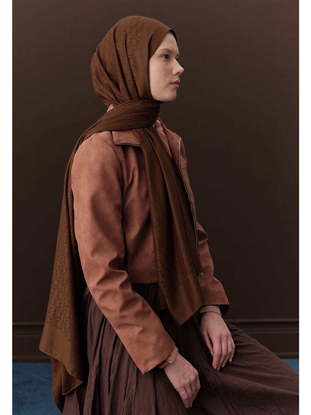 Kahverengi Premıum Yünlü Düz Şal Ağaç Kabuğu-4