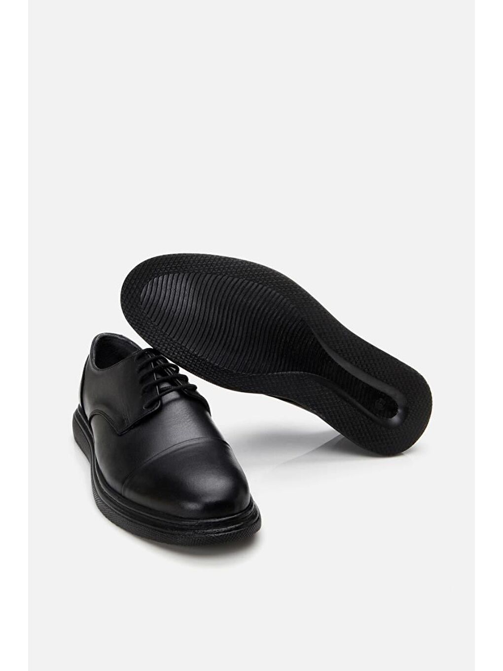 Erkek Deri Siyah Hafif Tabanlı Klasik Ayakkabı-6