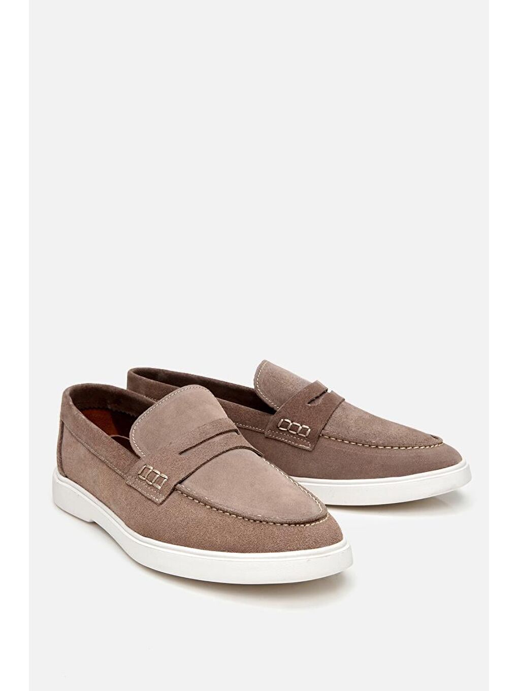 Erkek Süet Deri Bej Hafif Tabanlı Günlük Loafer-1