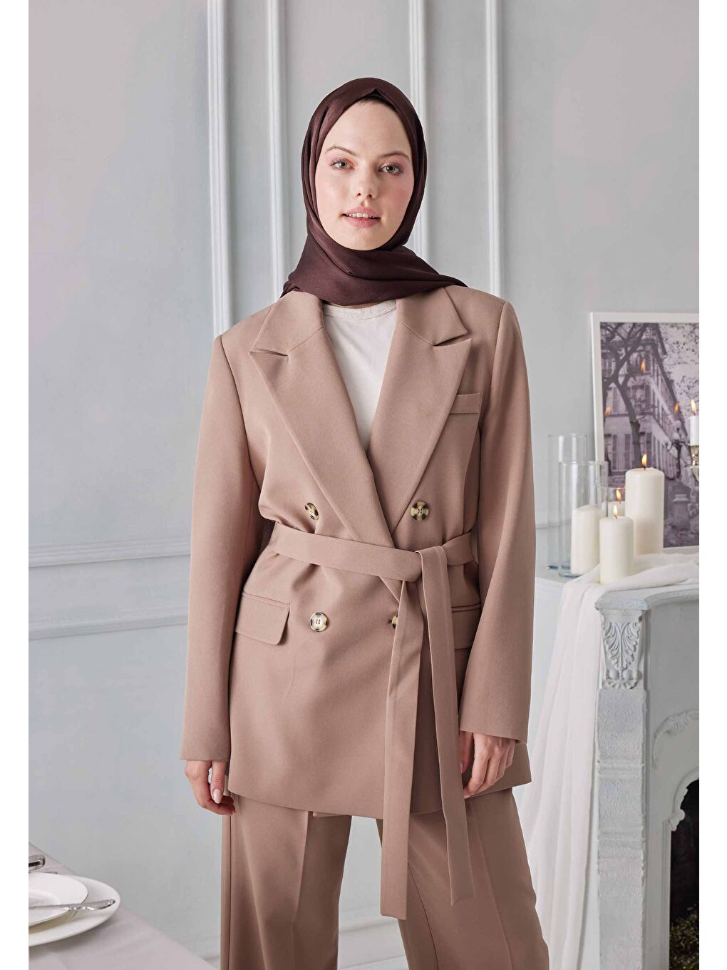 Kahverengi Janjanlı Şal Acı Kahve