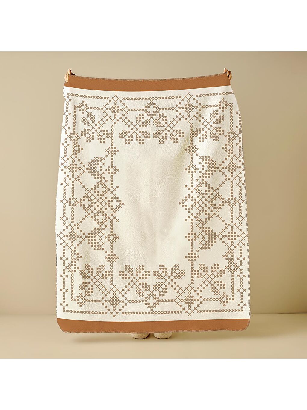 Lilith Pamuklu Tek Kişilik Battaniye Açık Kahverengi