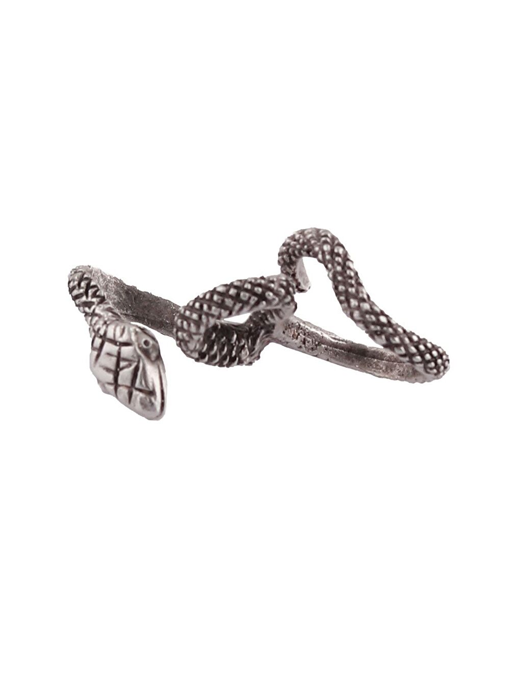 Gri Kadın Antik Gümüş Kaplama Ayarlanabilir Dolama Formlu 2 Parmak Yılan Yüzük