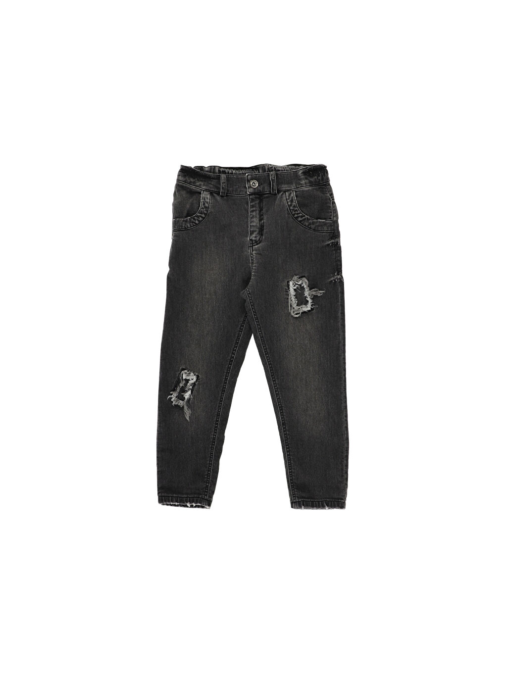 Gri Erkek Çocuk Özel Yıkamalı Denim Pantolon
