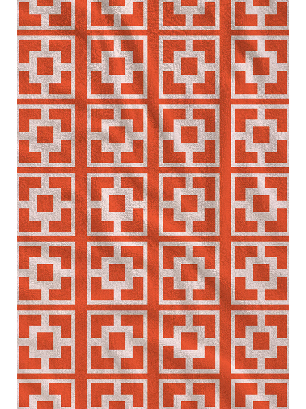 Turuncu Beyaz Retro Geometrik Desenli 70x150 Cm Dijital Baskılı Plaj Ve Banyo Havlusu-1