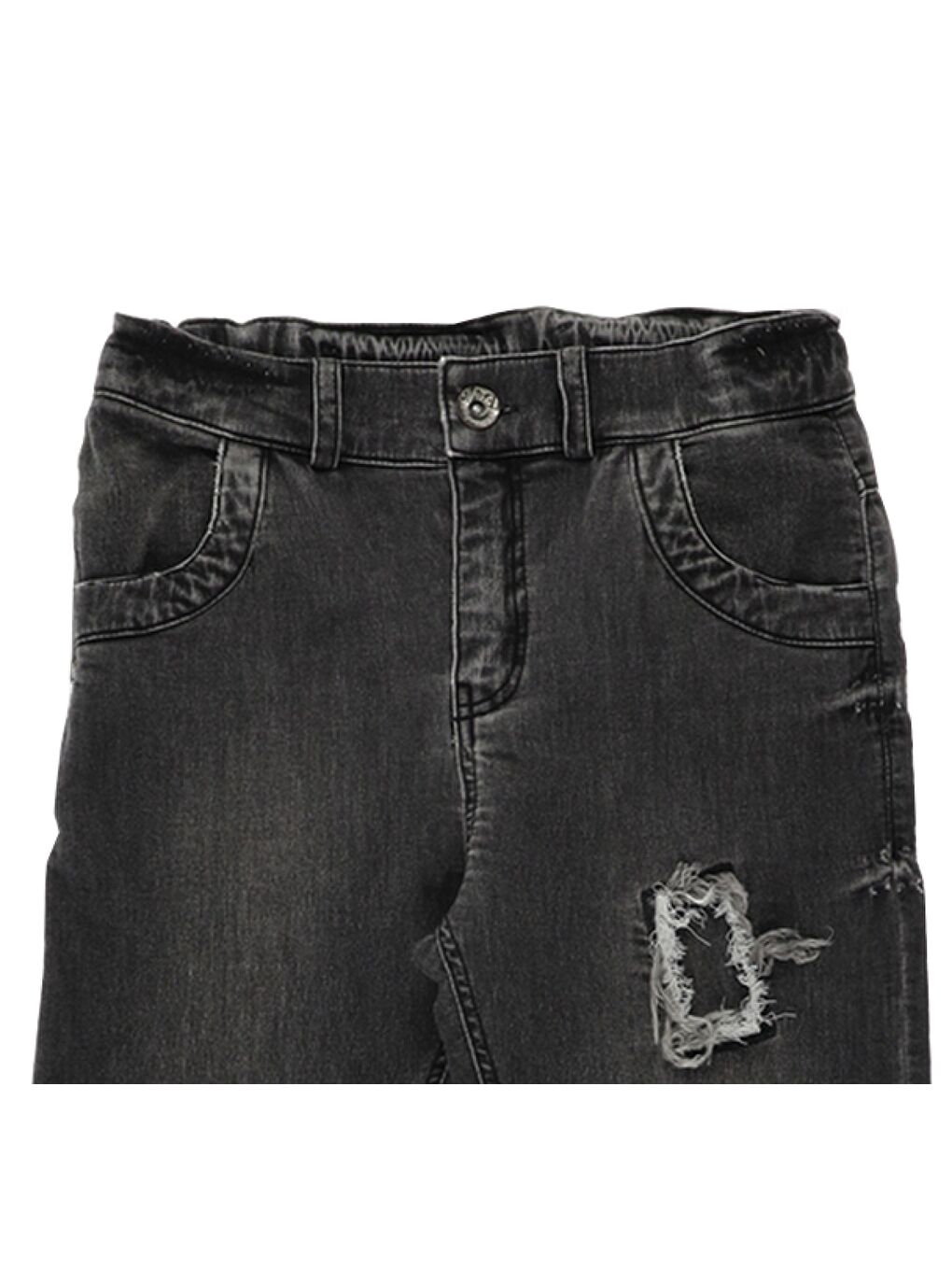 Gri Erkek Çocuk Özel Yıkamalı Denim Pantolon-2