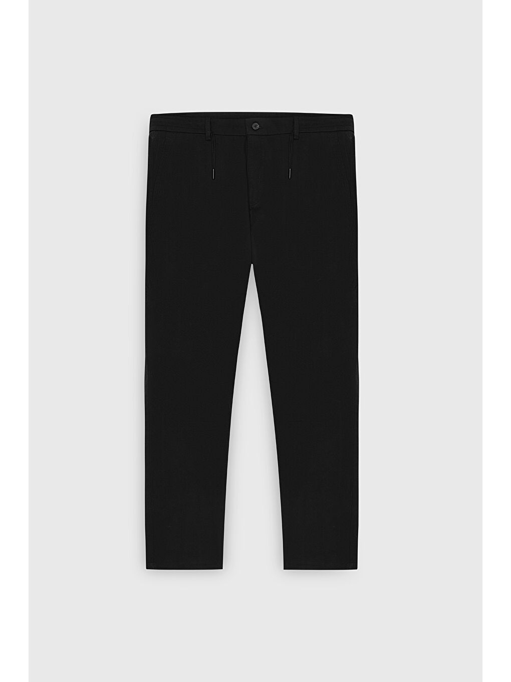 Erkek Siyah Oversize Bol Kesim Beli Bağlamalı Pamuklu Esnek Armürlü Yan Cepli Pantolon-6