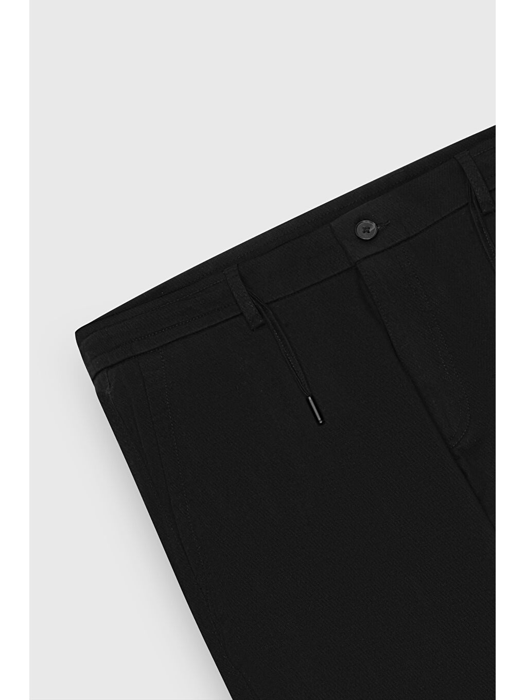 Erkek Siyah Oversize Bol Kesim Beli Bağlamalı Pamuklu Esnek Armürlü Yan Cepli Pantolon-8