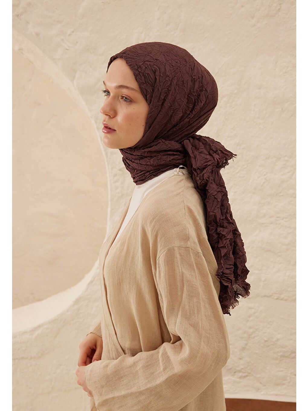 Kahverengi Vual Crash Şal Meşe-2