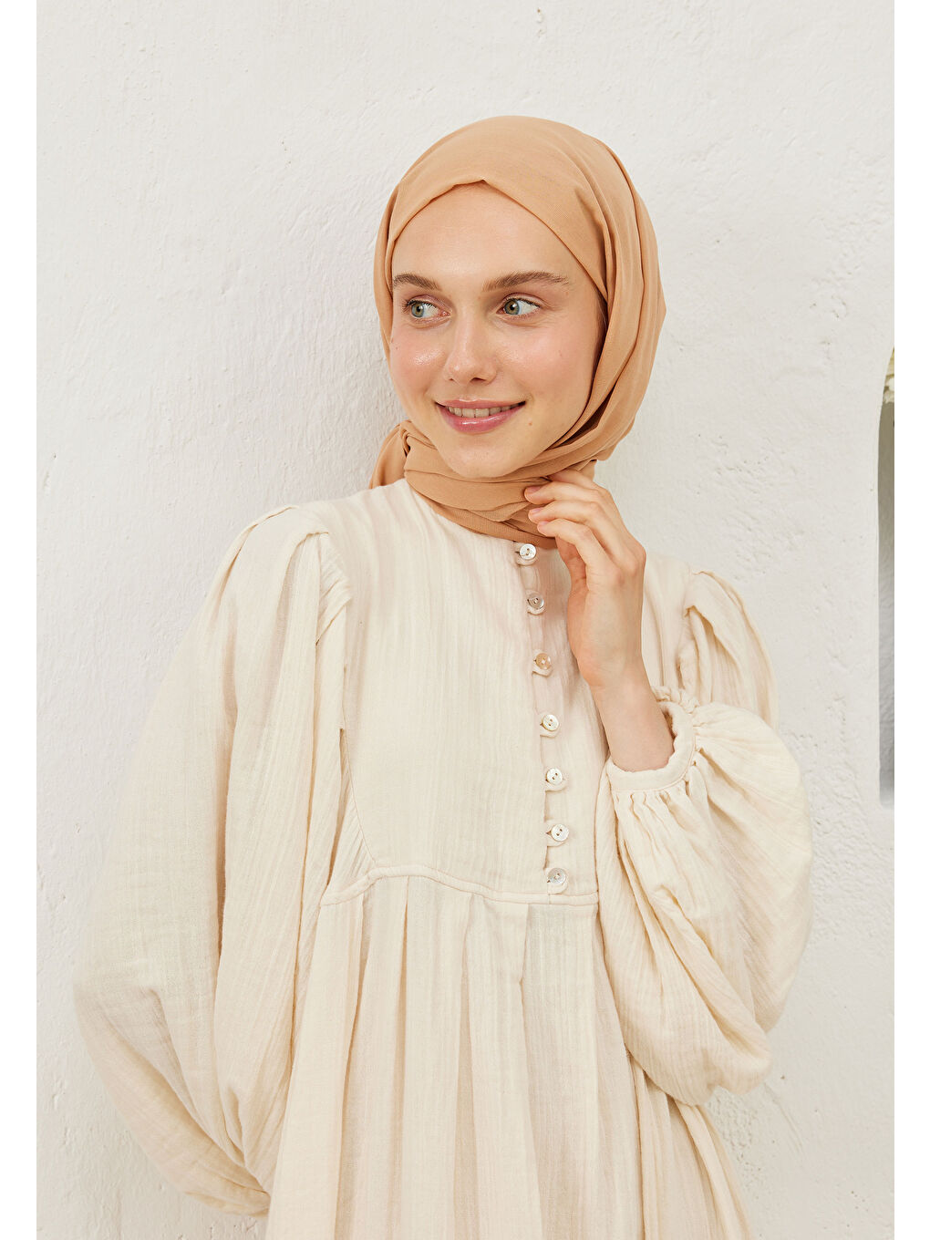 Turuncu İnce Pamuk Vual Şal Yavruağzı-4