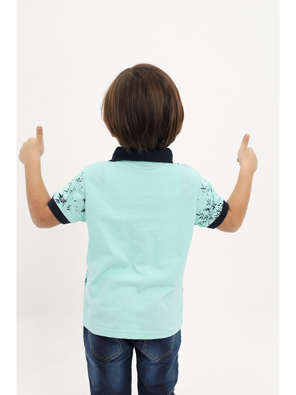 Turkuaz Erkek Çocuk Desenli Tişört-2