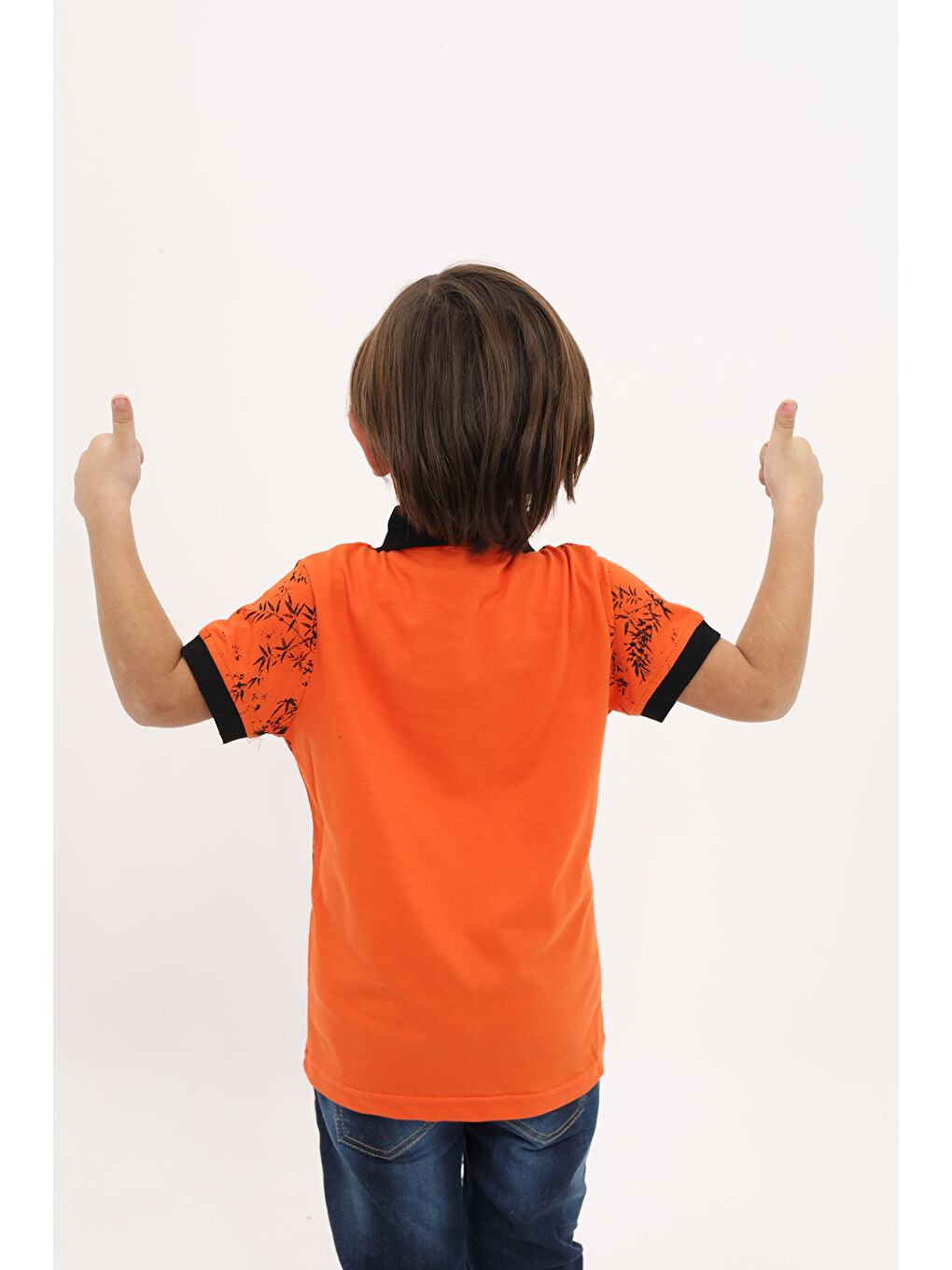 Turuncu Erkek Çocuk Desenli Tişört-3