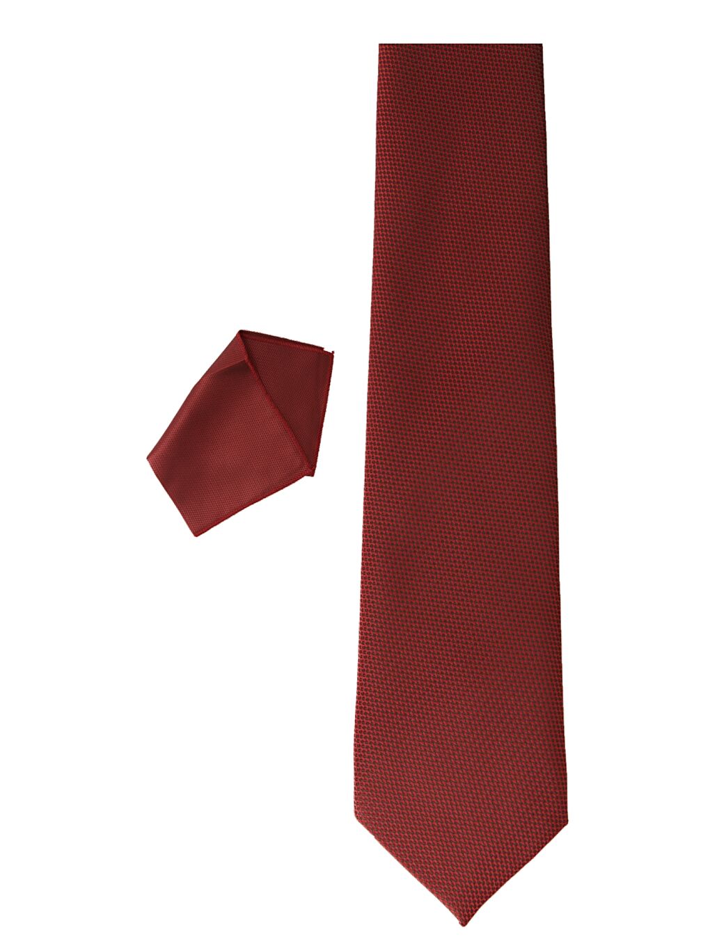 Erkek Bordo Kravat-Mendil Set