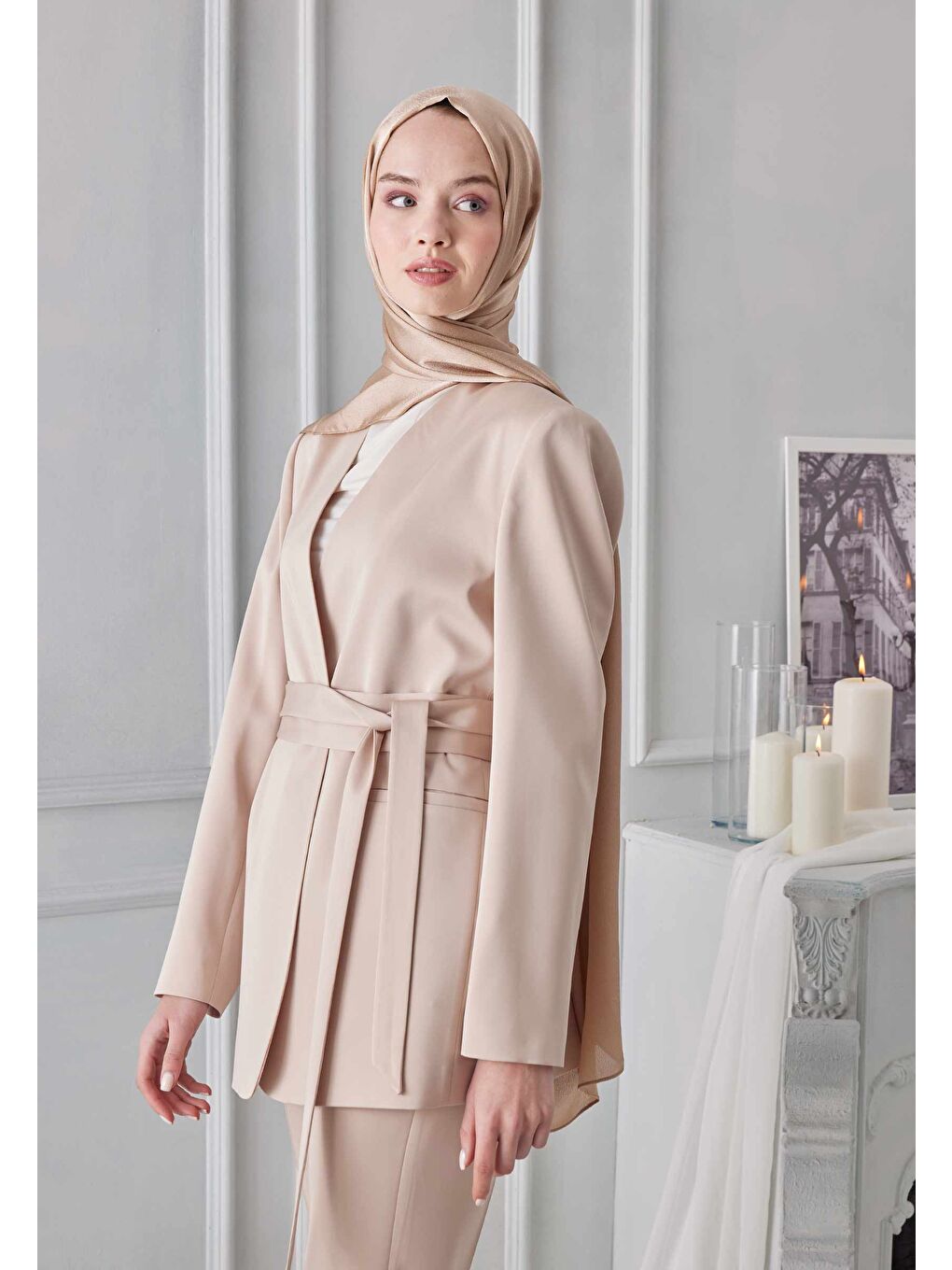 Bej Janjanlı Şal Nude-2