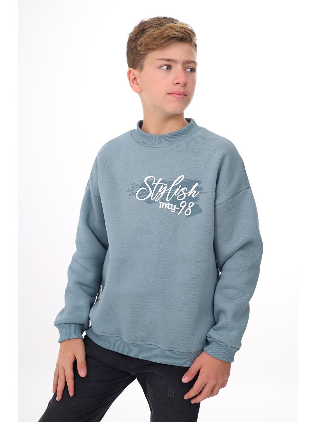 Lila Erkek Çocuk Baskılı Sweatshirt-1