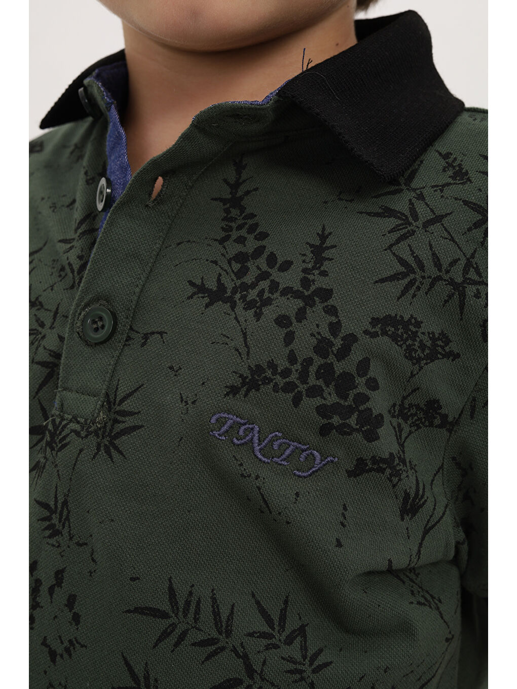 Haki Erkek Çocuk Desenli Tişört-1