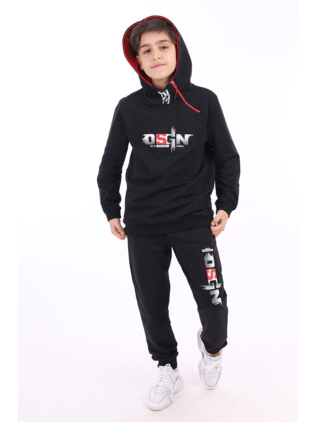 Siyah Erkek Çocuk Baskılı Eşofman Takım