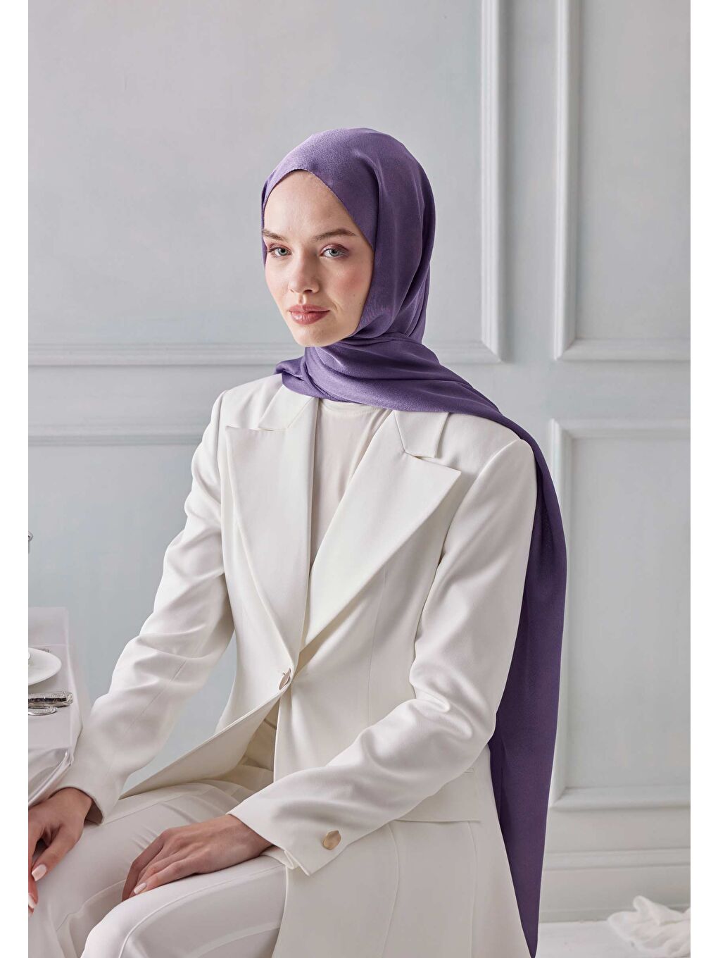 Lila Janjanlı Şal Lavanta-1