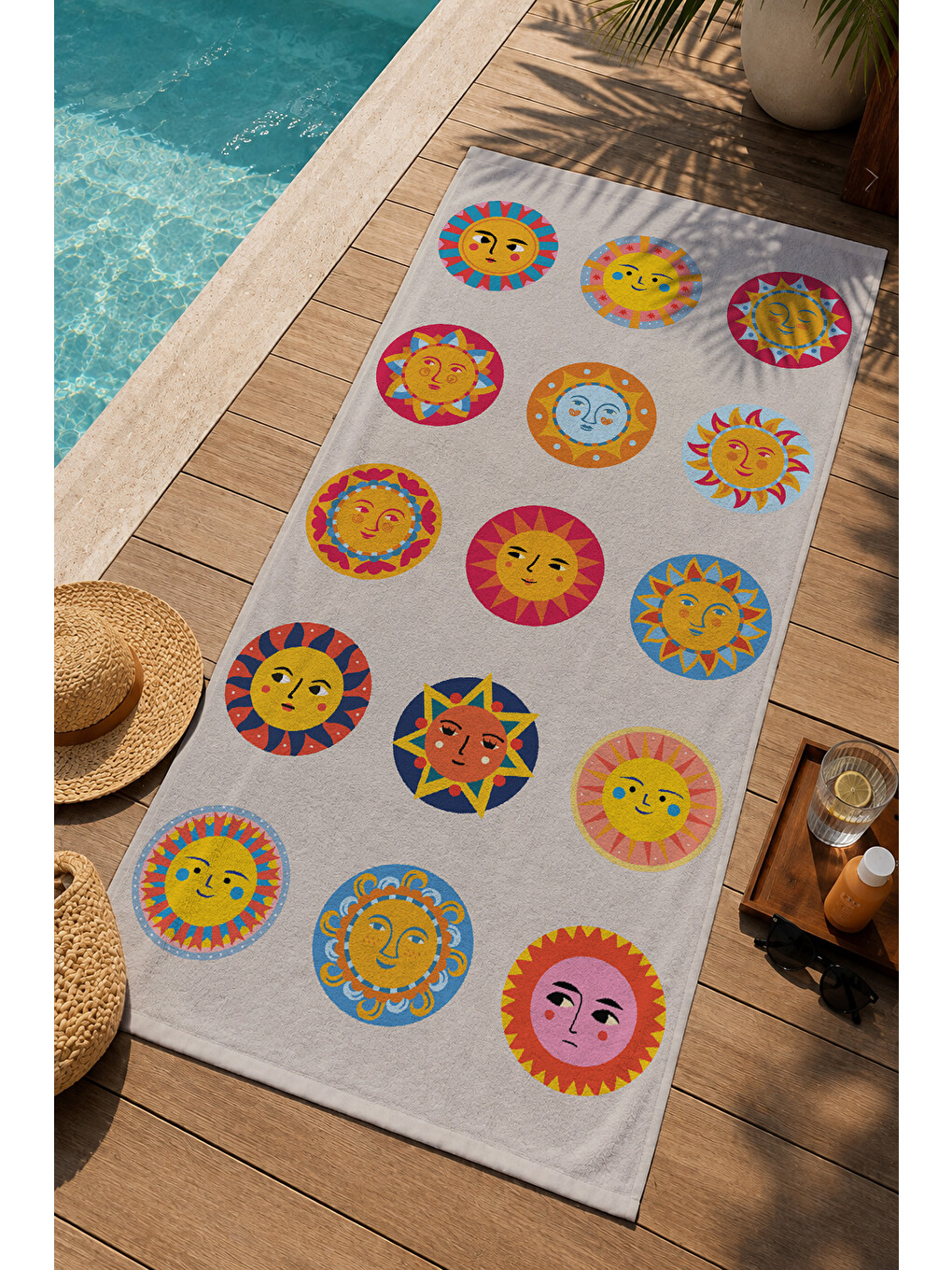 Pembe Renkli Astroloji Burç Ve Güneş Sembolleri Desenli 70x150 Cm Dijital Baskılı Plaj Ve Banyo Havlusu-2