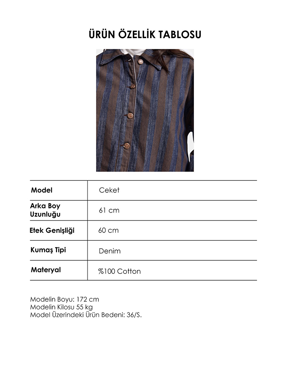 Kahverengi Kadın Kahve Jean Çizgili 1w6-7 Oversize Denim Ceket-6
