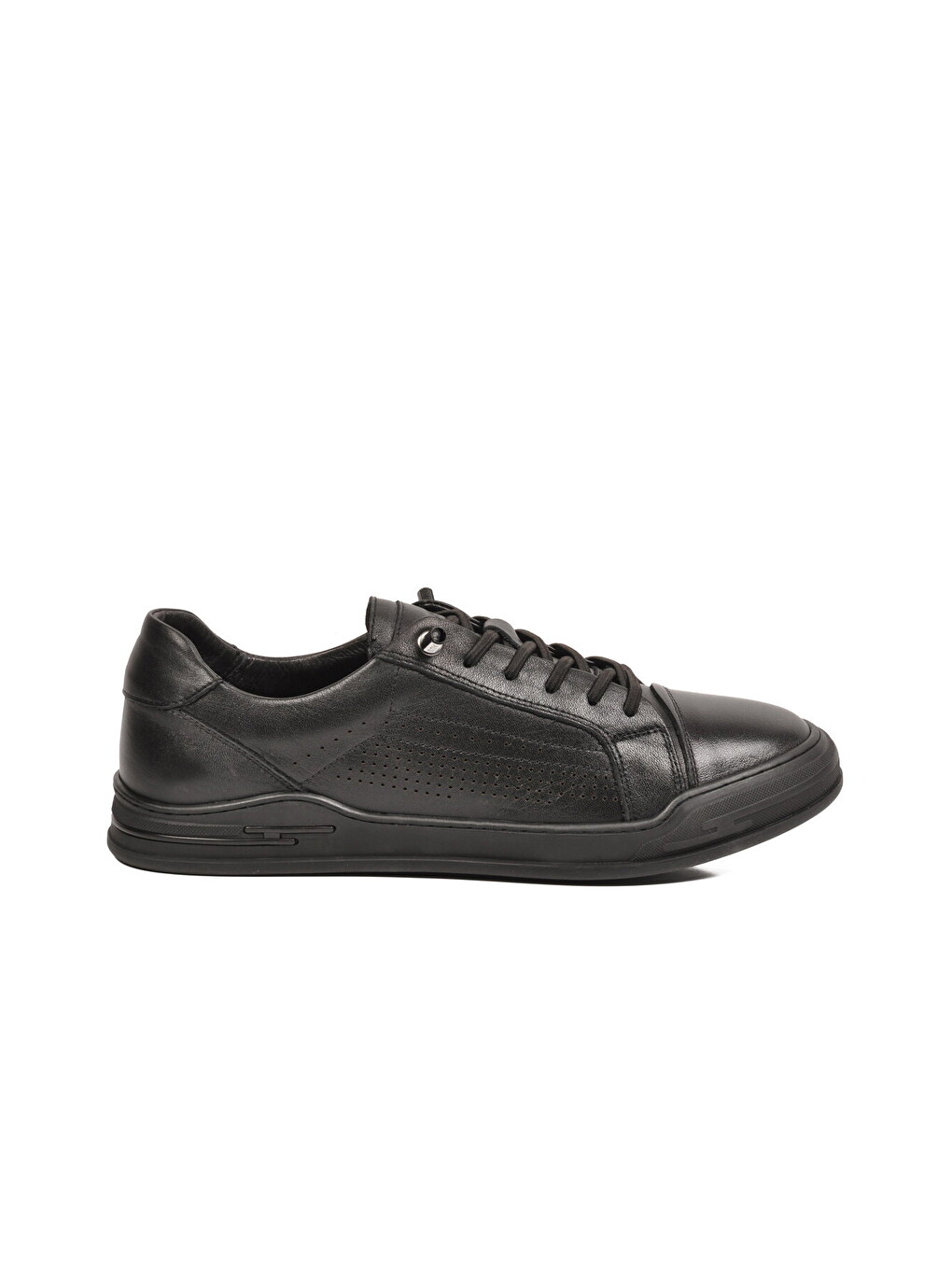 Siyah Hakiki Deri Erkek Sneaker Delikli Nefes Alabilen Casual Memory Taban M682 M