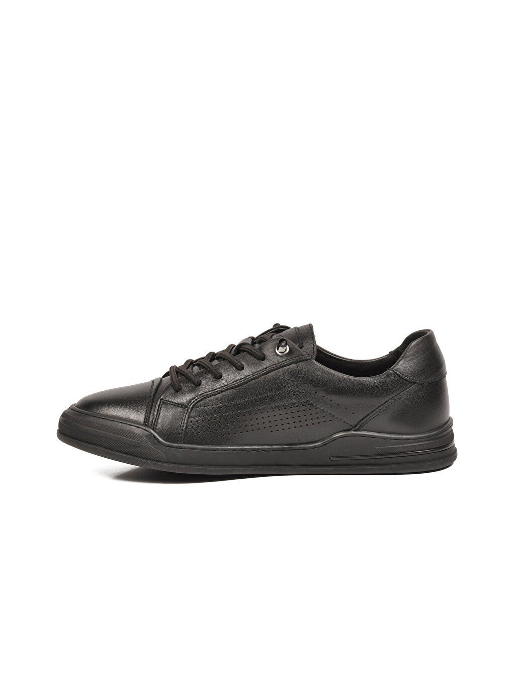 Siyah Hakiki Deri Erkek Sneaker Delikli Nefes Alabilen Casual Memory Taban M682 M-3