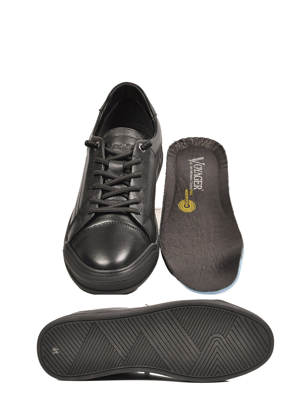 Siyah Hakiki Deri Erkek Sneaker Delikli Nefes Alabilen Casual Memory Taban M682 M-4