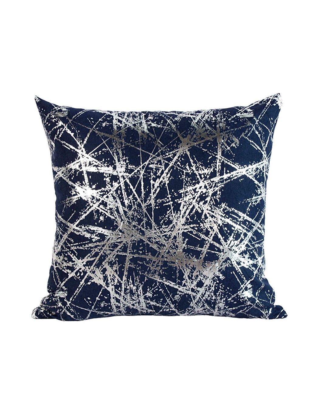 Gri Lacivert Gümüş Varak Desenli Kırlent Kılıfı Dekoratif Yumuşak Salon Koltuk-1