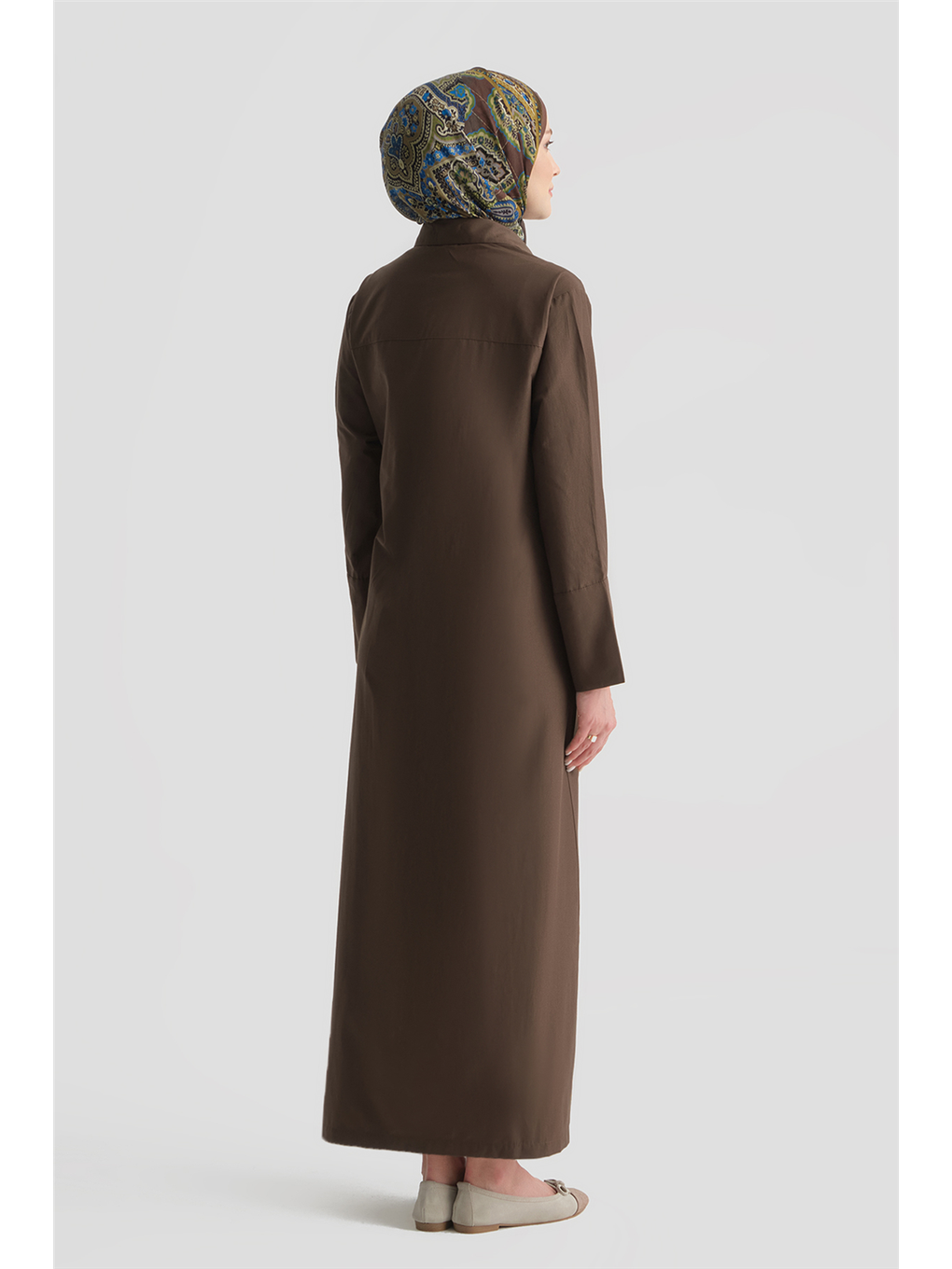 Kırmızı Bağlama Detaylı Elbise Kakao-6