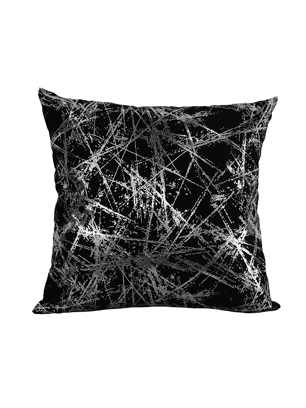 Siyah Gümüş Varak Desenli Kırlent Kılıfı Dekoratif Yumuşak Salon Koltuk-1
