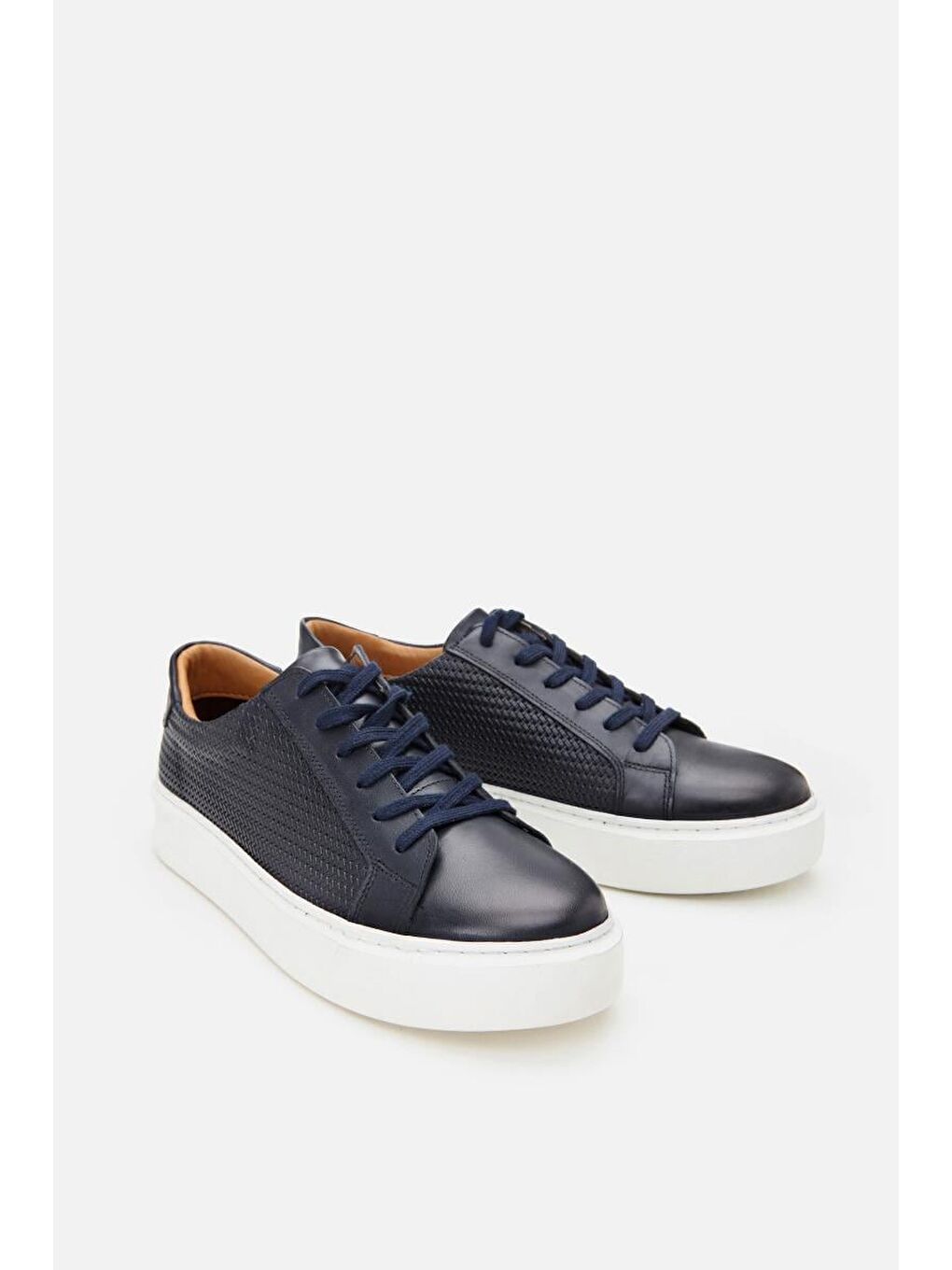Erkek Deri Lacivert Hafif Tabanlı Spor Ayakkabı-4