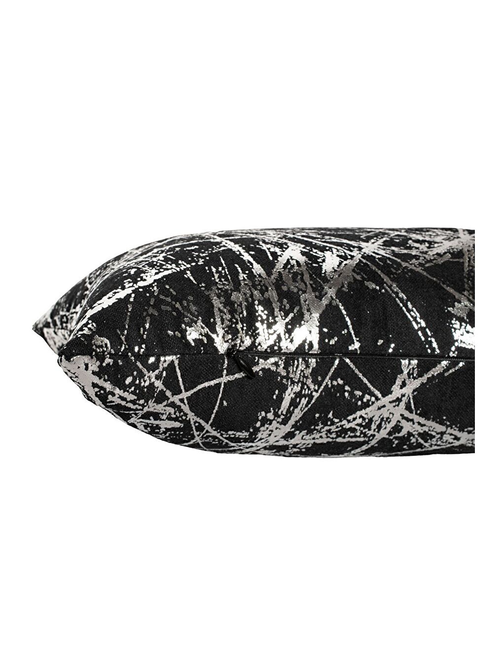 Siyah Gümüş Varak Desenli Kırlent Kılıfı Dekoratif Yumuşak Salon Koltuk-3