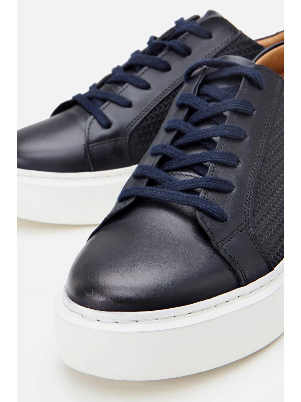 Erkek Deri Lacivert Hafif Tabanlı Spor Ayakkabı-6