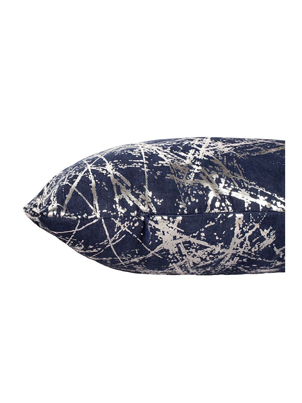 Lacivert Gümüş Varak Desenli Kırlent Kılıfı Dekoratif Yumuşak Salon Koltuk-3