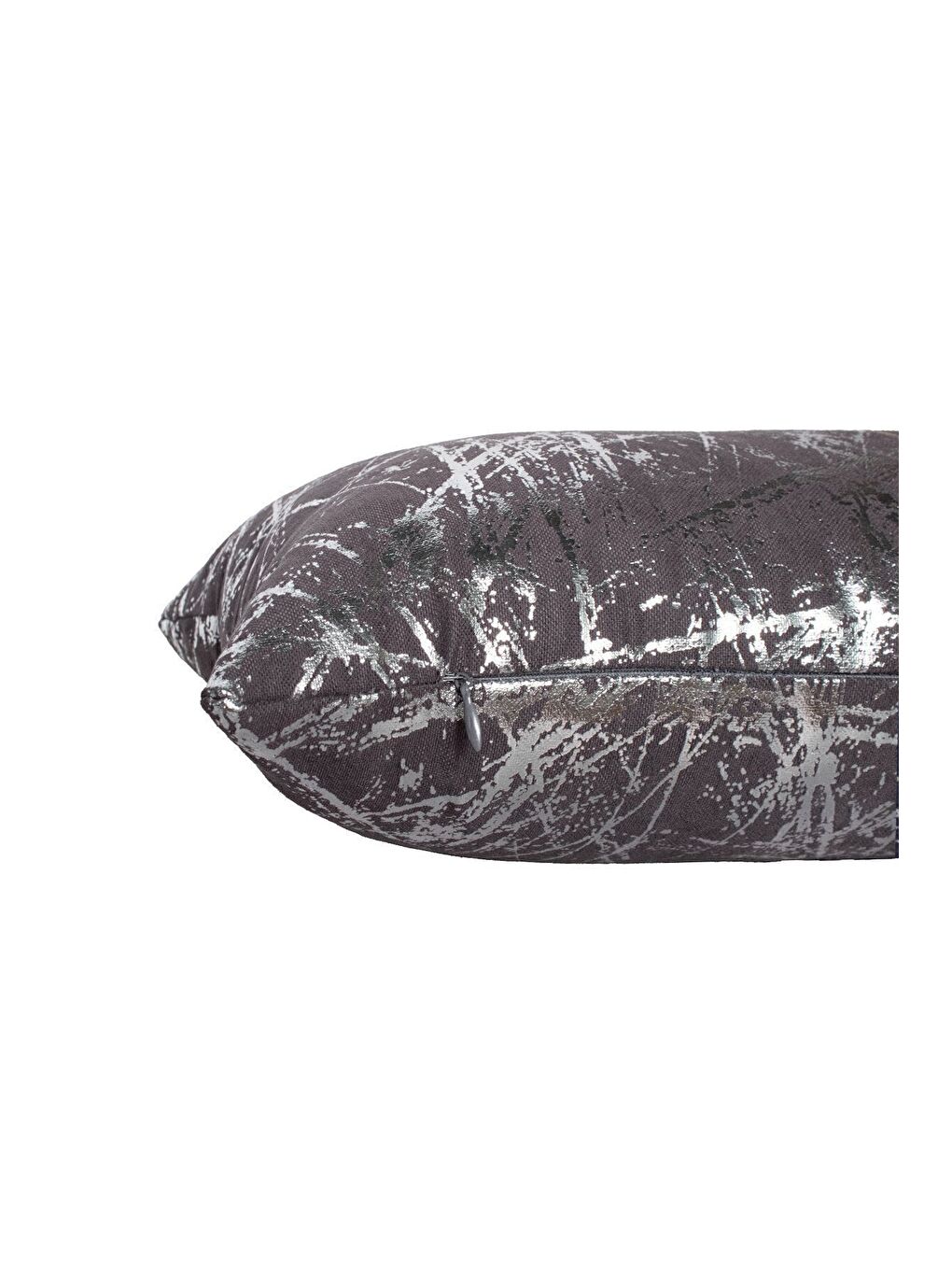 Antrasit Gümüş Varak Desenli Kırlent Kılıfı Dekoratif Yumuşak Salon Koltuk-3