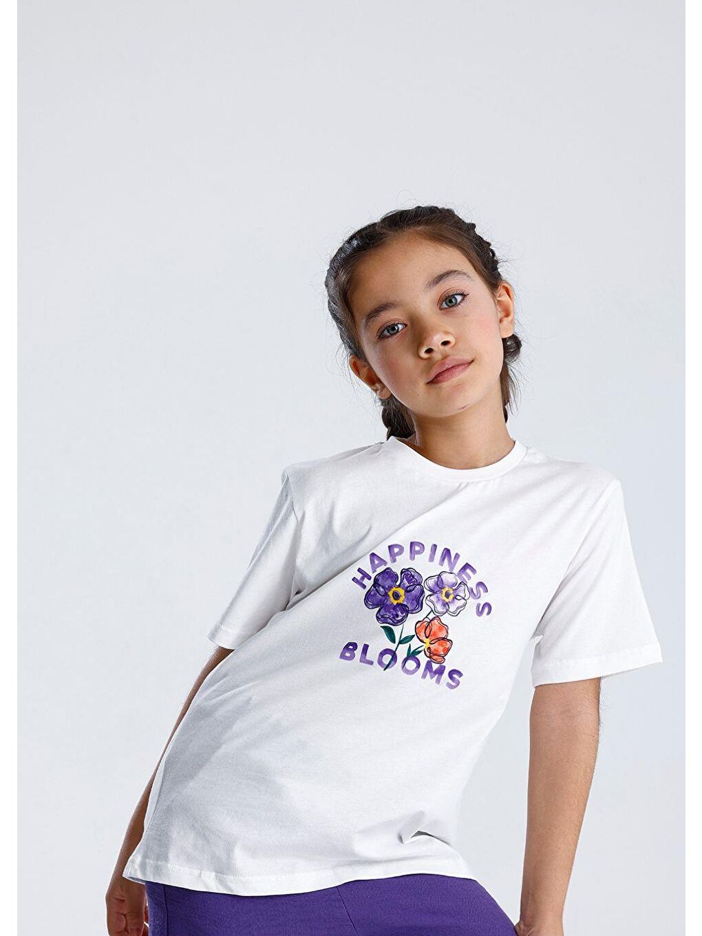 Mor Basic Baskılı T-Shirt