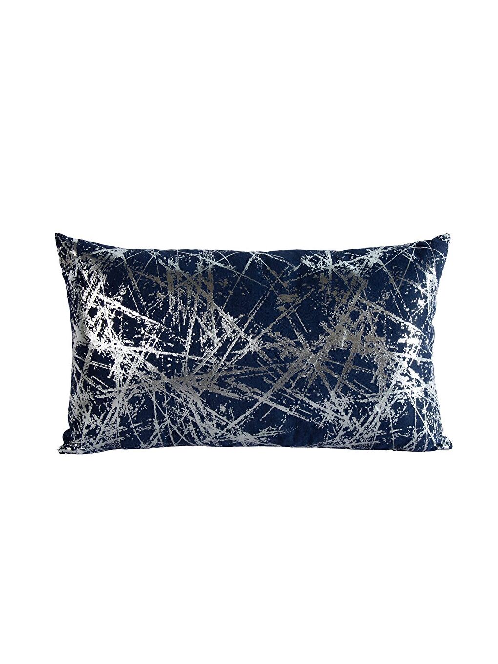 Lacivert Gümüş Varak Desenli Kırlent Kılıfı Dekoratif Yumuşak Salon Koltuk-2