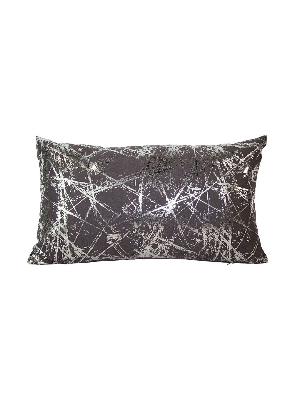 Antrasit Gümüş Varak Desenli Kırlent Kılıfı Dekoratif Yumuşak Salon Koltuk-2