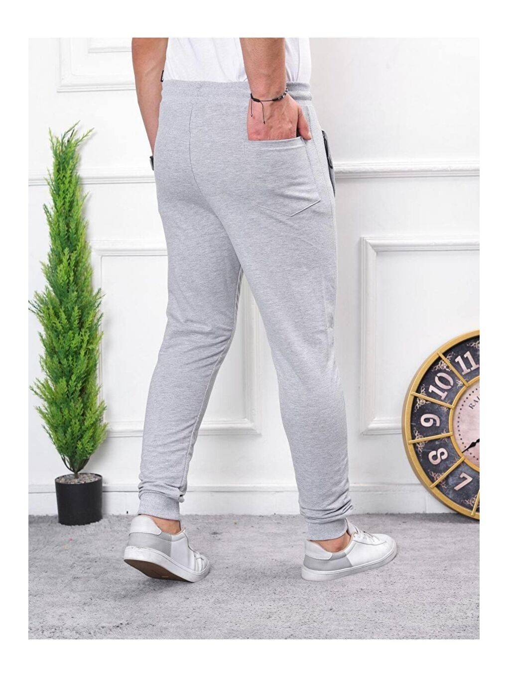 Antrasit Erkek Iki Iplik Compact Kumaş Baskılı Manşetli Eşofman-2