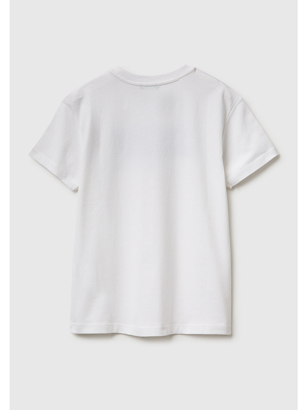 Erkek Çocuk Beyaz Önü Logo Baskılı Bisiklet Yaka T-Shirt-1