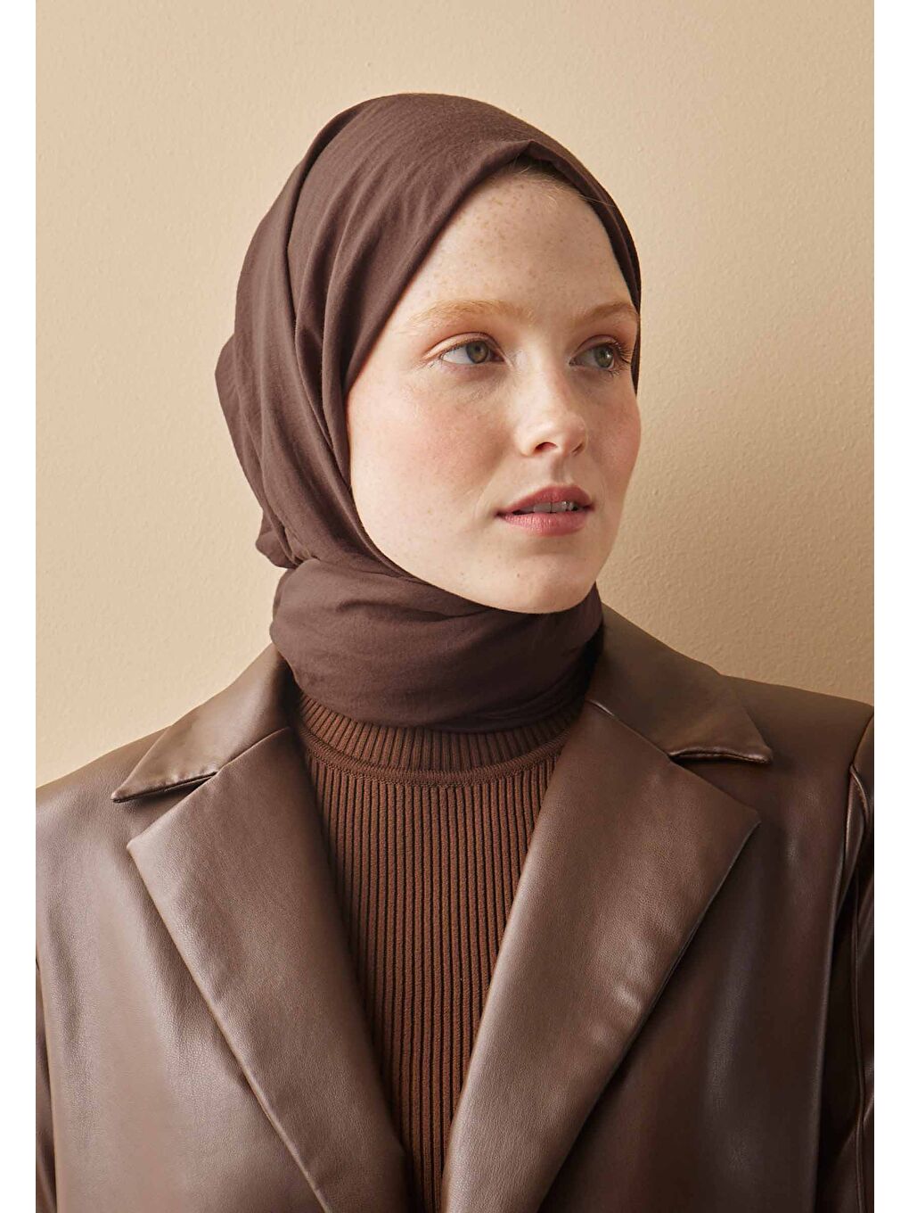 Kahverengi Pamuk Crash Şal Ağaç Kabuğu