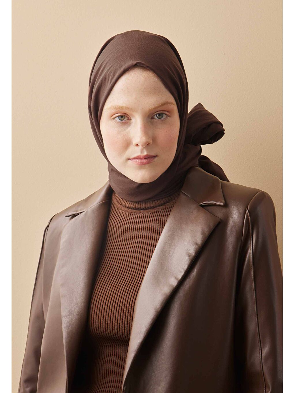 Kahverengi Pamuk Crash Şal Ağaç Kabuğu-1